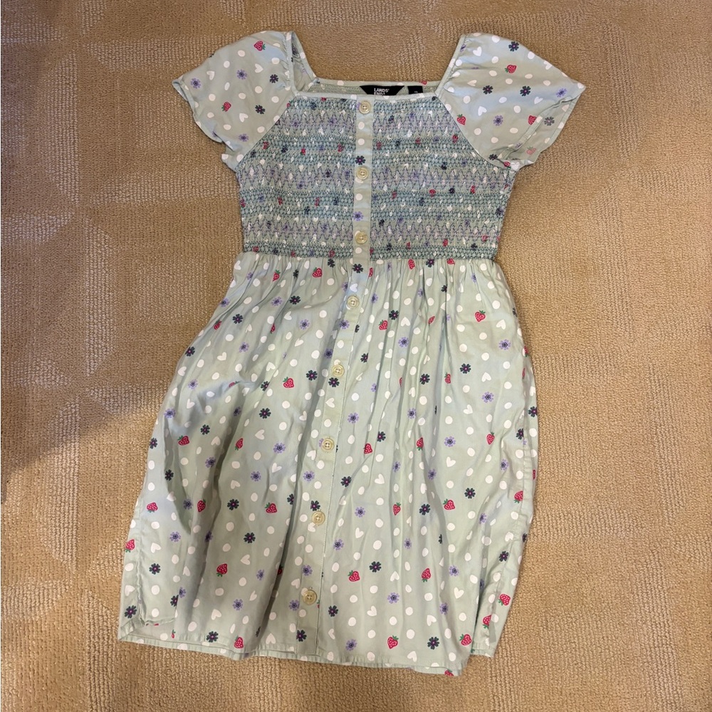 Girls flower and strawberry detail dress